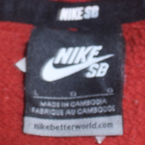 Nike SB Women Red Pullover Hoodie L Hooded Kangaroo Pocket