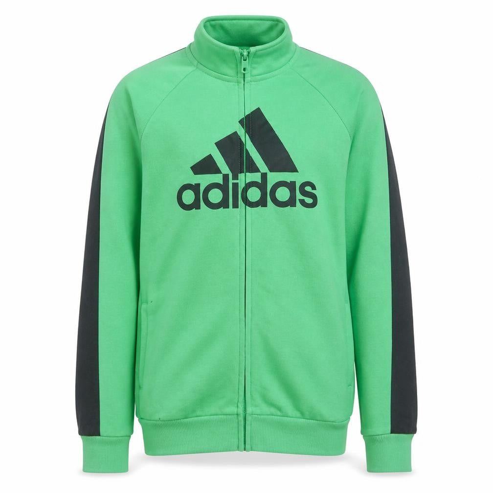 Adidas Boys Green Track Jacket Size 12-13 Years Full Zip Activewear