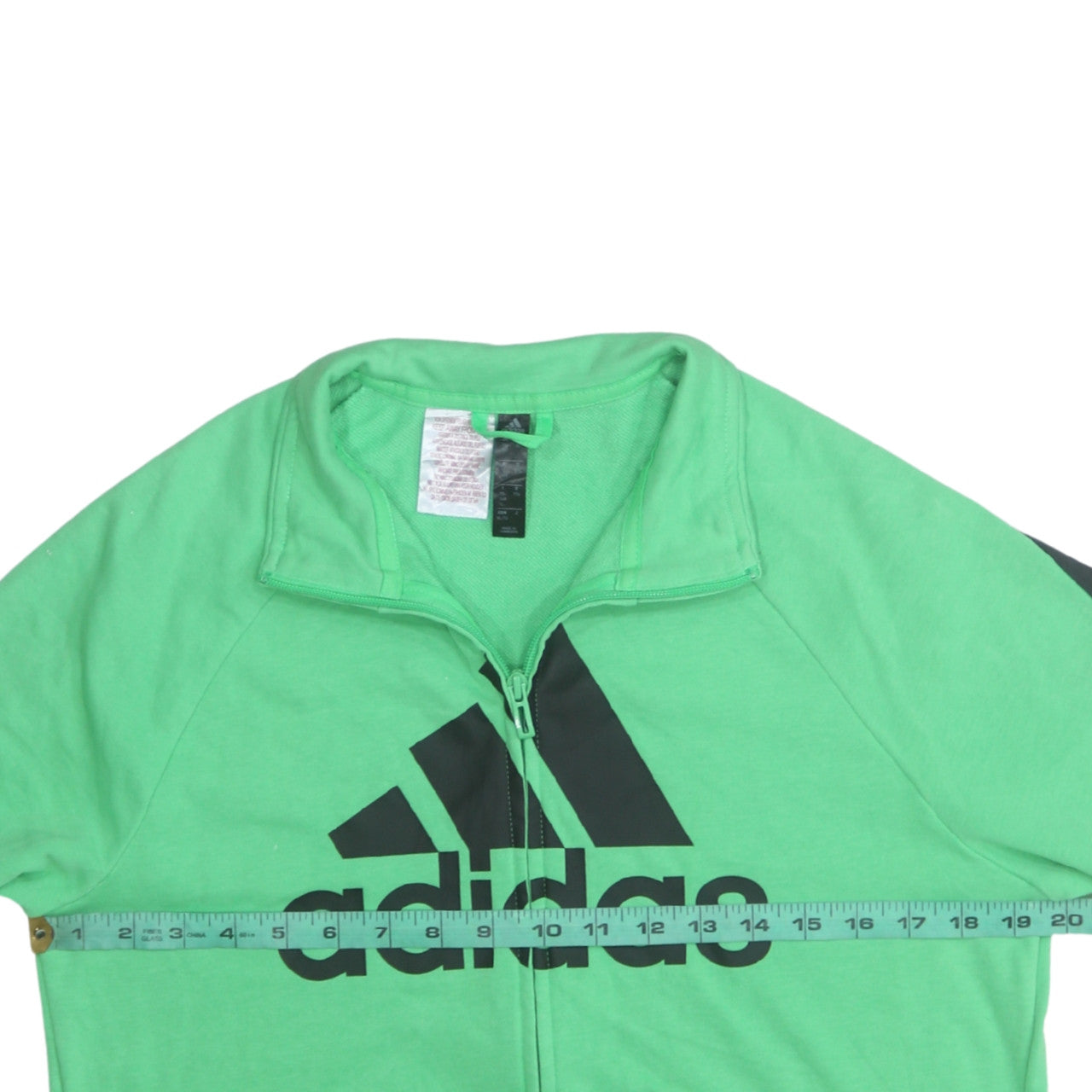 Adidas Boys Green Track Jacket Size 12-13 Years Full Zip Activewear