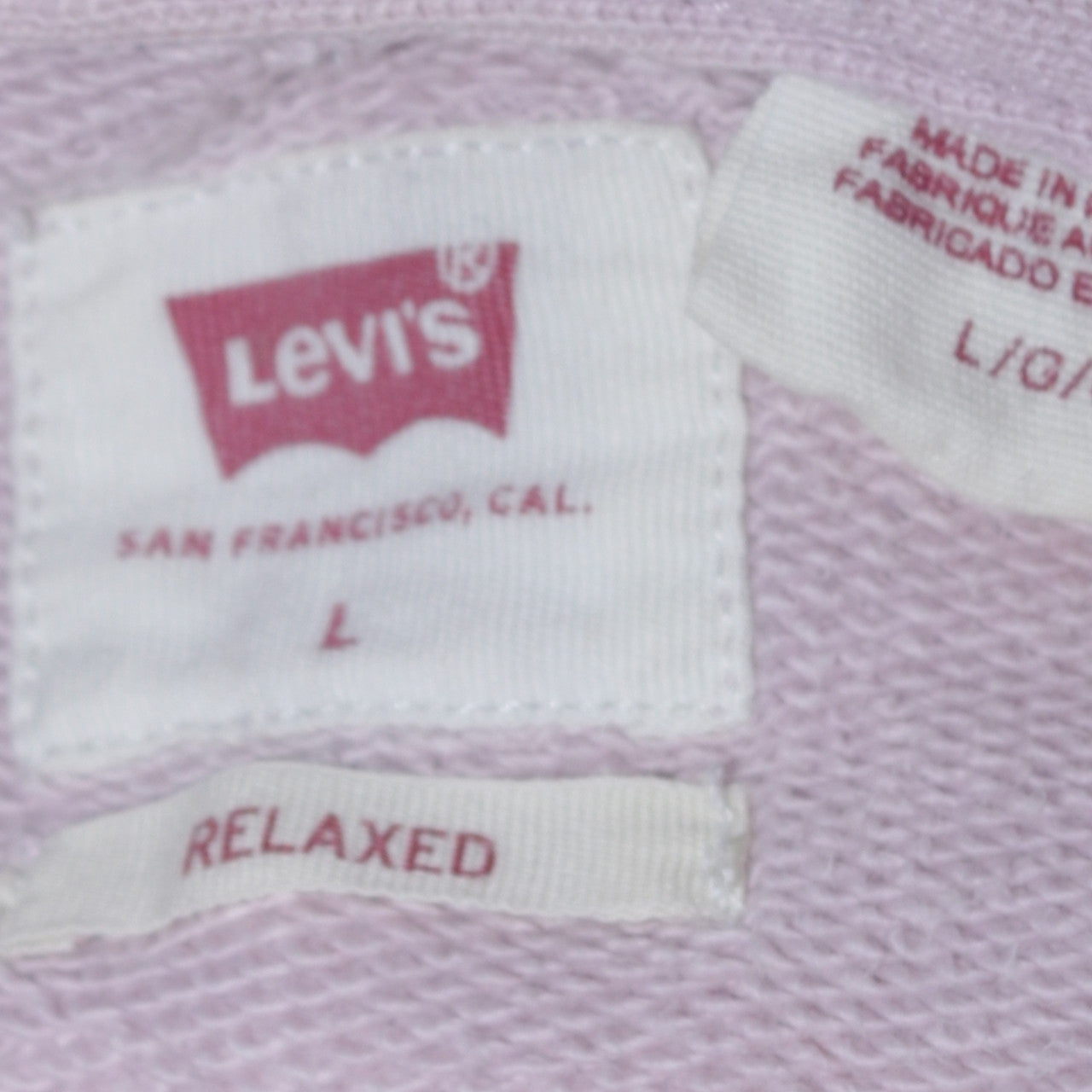 Levi's Women Pink Relaxed Pullover Hoodie Size L Cotton Blend