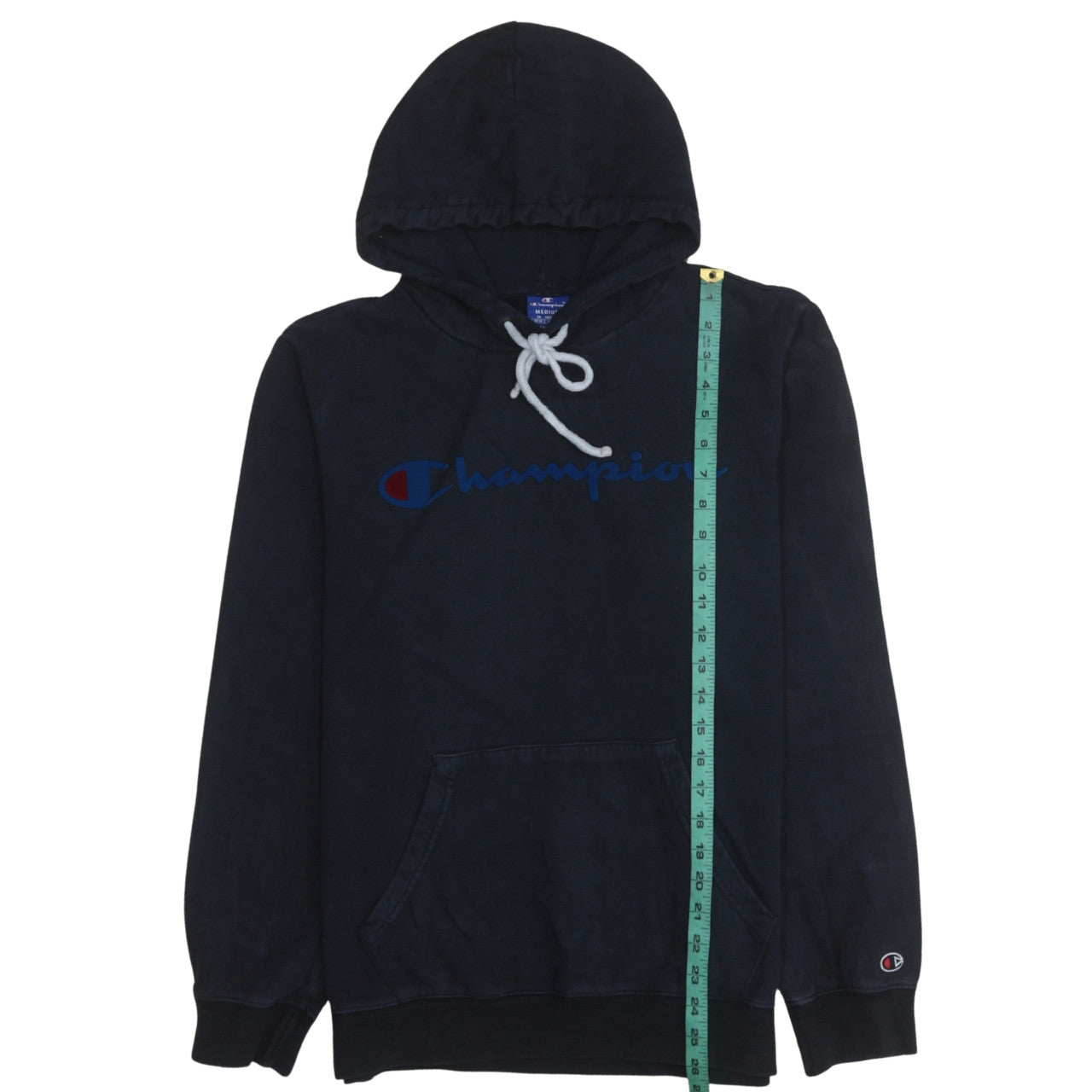 Champion Men's Black Pullover Hoodie Medium Fleece Logo Sweatshirt