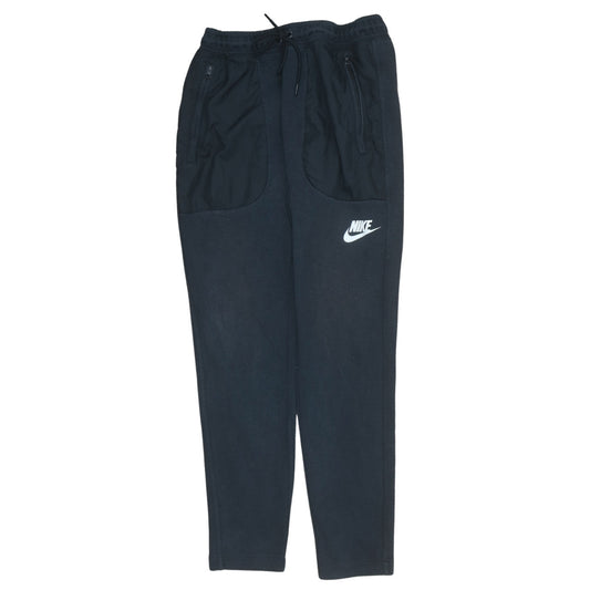 Nike Men's Black Jogger Trousers Size M with Logo and Zip Pockets