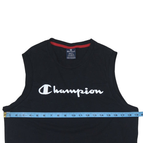 Champion Men's Black Sleeveless Crew Neck Cotton Sports T-Shirt Small