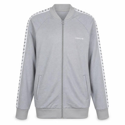 Front view of Adidas boys’ grey 16 years track jacket full zip athletic casual