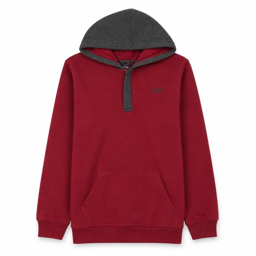 Lee Cooper Boys Red & Grey Henley Hoodie Size 13 Years Cotton Blend