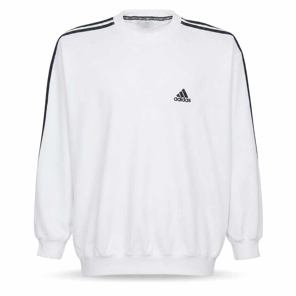 Adidas Mens White Pullover Sweatshirt L Long Sleeve Crew Neck Sports