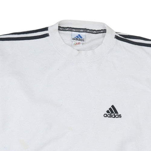 Adidas Mens White Pullover Sweatshirt L Long Sleeve Crew Neck Sports