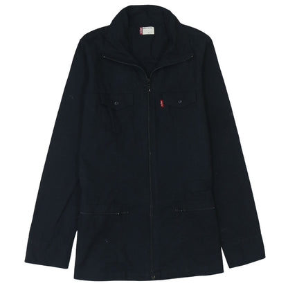 Additional front view of Levi's girls’ black cotton full zip mid-length jacket, size L