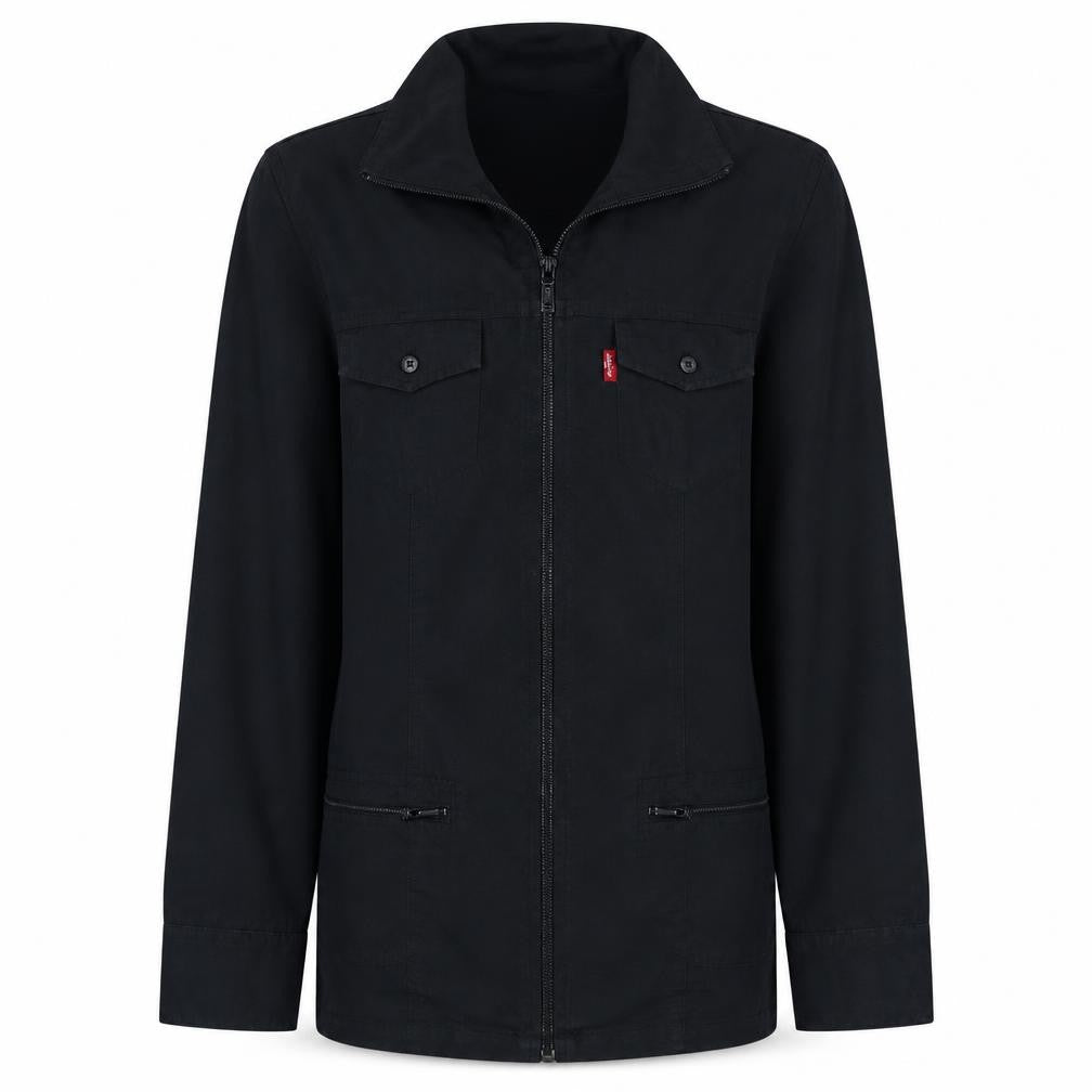 Levi's Girls Black Cotton Full Zip Mid-Length Jacket Size L