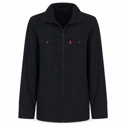 Levi's Girls Black Cotton Full Zip Mid-Length Jacket Size L
