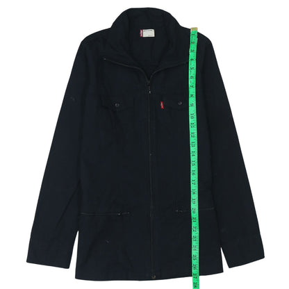 Back view of Levi's girls’ black cotton full zip mid-length jacket, size L