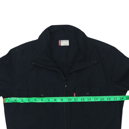 Close-up detail of Levi's girls’ black cotton full zip mid-length jacket, size L