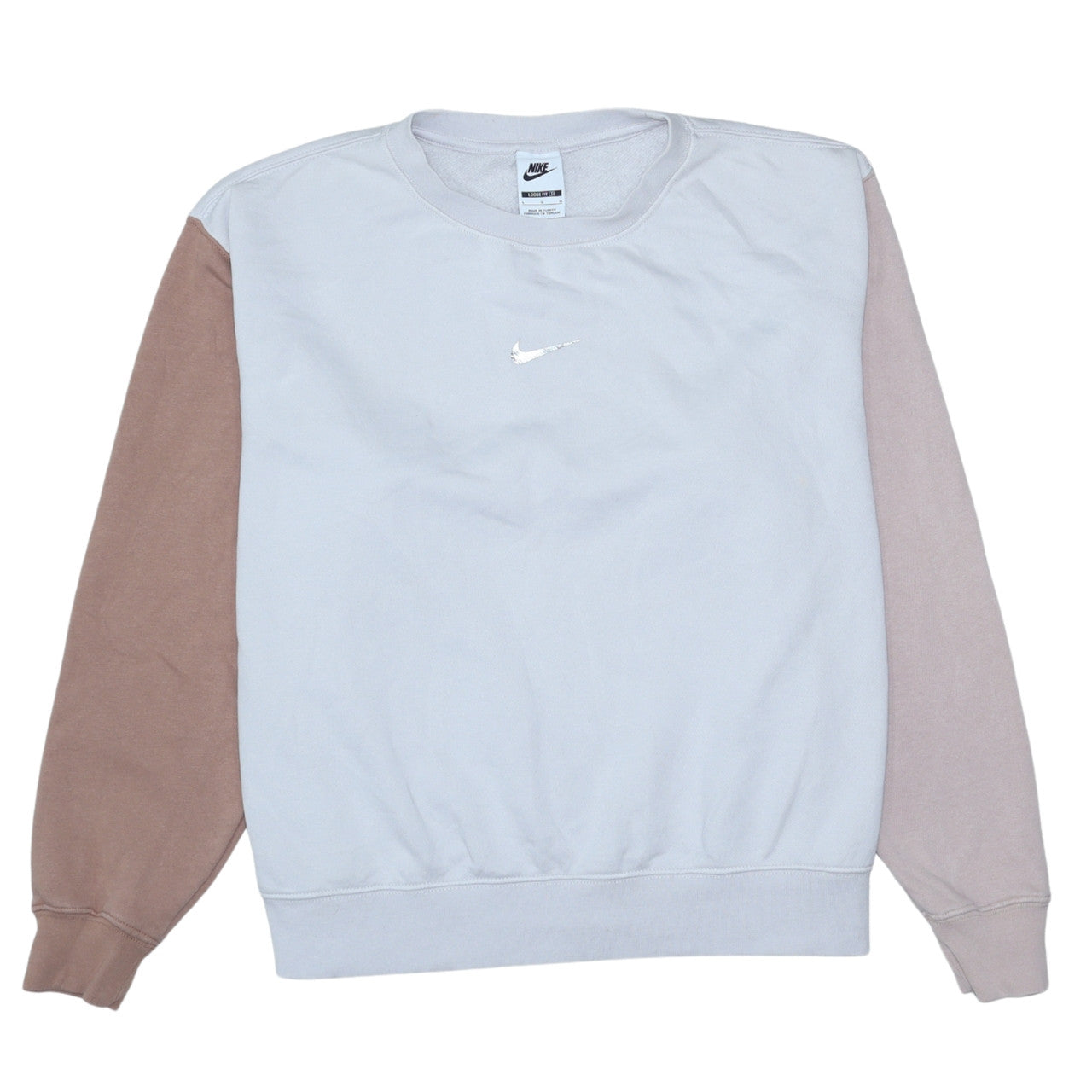 Nike Women’s Beige Colourblock Sweatshirt Size L Loose Fit