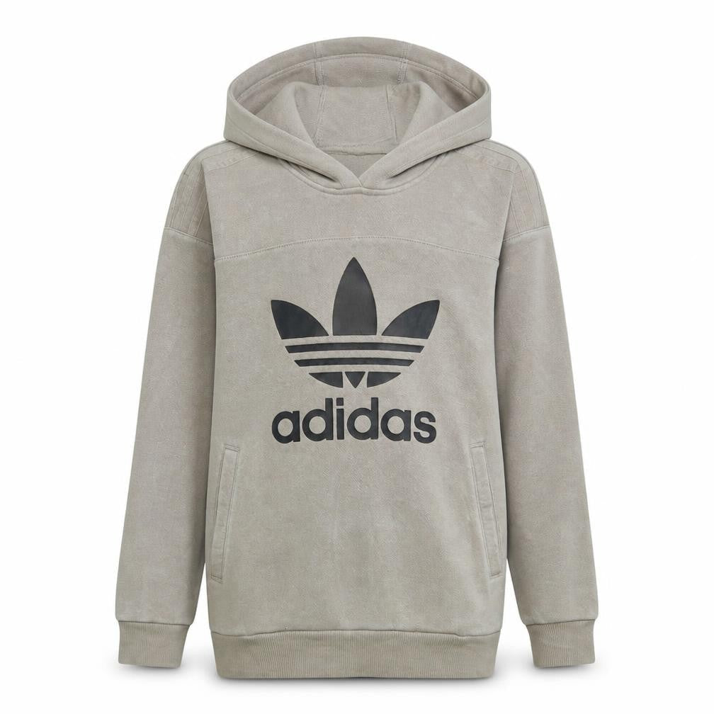 Adidas Boys Beige Pullover Hoodie 13-14 Years Logo Fleece Sweatshirt