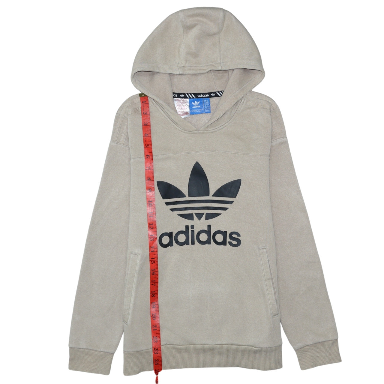 Adidas Boys Beige Pullover Hoodie 13-14 Years Logo Fleece Sweatshirt