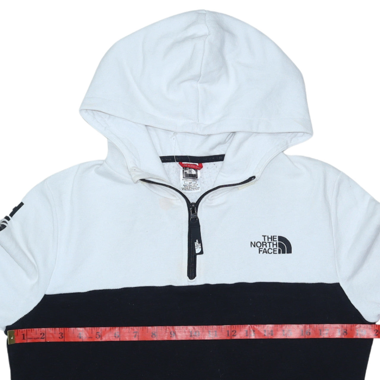 The North Face Womens Black White Small 1/4 Zip Hooded Sweatshirt