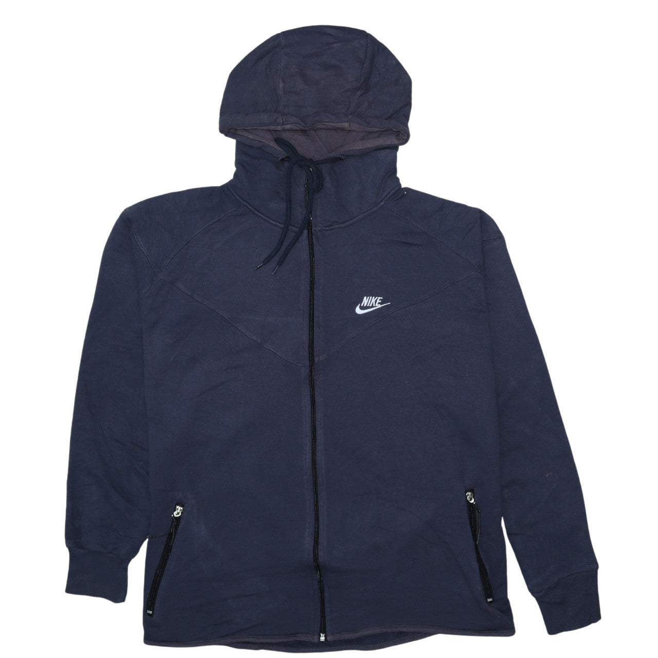 Nike Men's Blue 2XL Full Zip Hoodie Sweatshirt Cotton