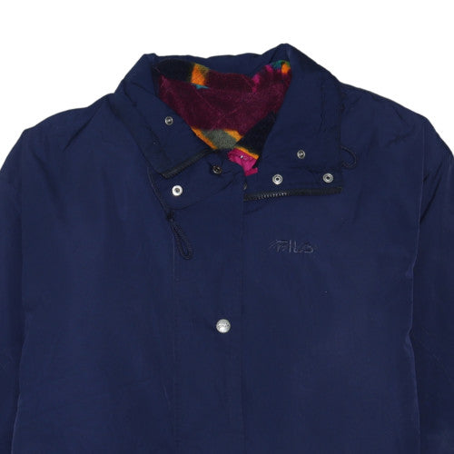 FILA Womens Navy Blue Mid-Length Hooded Parka Jacket Size 12