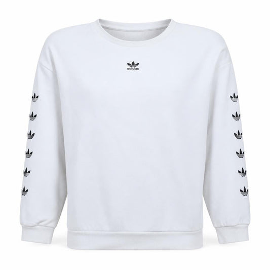 Adidas Women White Crew Neck Long Sleeve Sweatshirt UK 14 Relaxed Fit