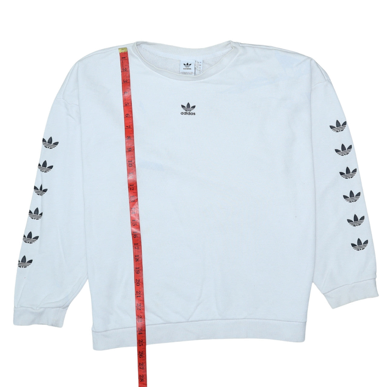 Adidas Women White Crew Neck Long Sleeve Sweatshirt UK 14 Relaxed Fit