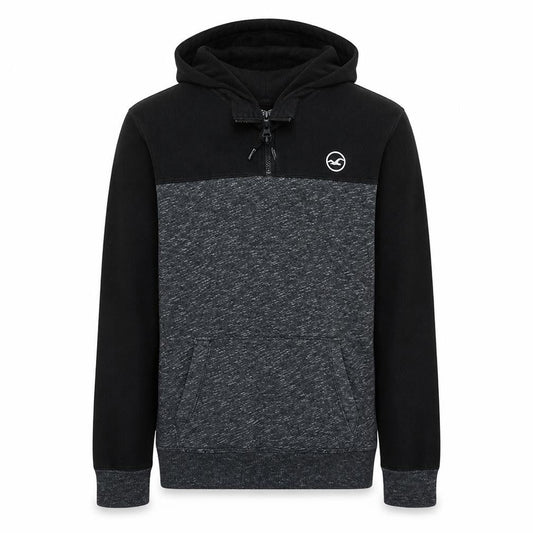 Hollister Men's Black Grey 1/4 Zip Hoodie Size M Regular Fit