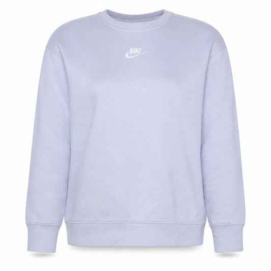 Front view of Nike girls’ purple xl fleece pullover sweatshirt crew neck logo top