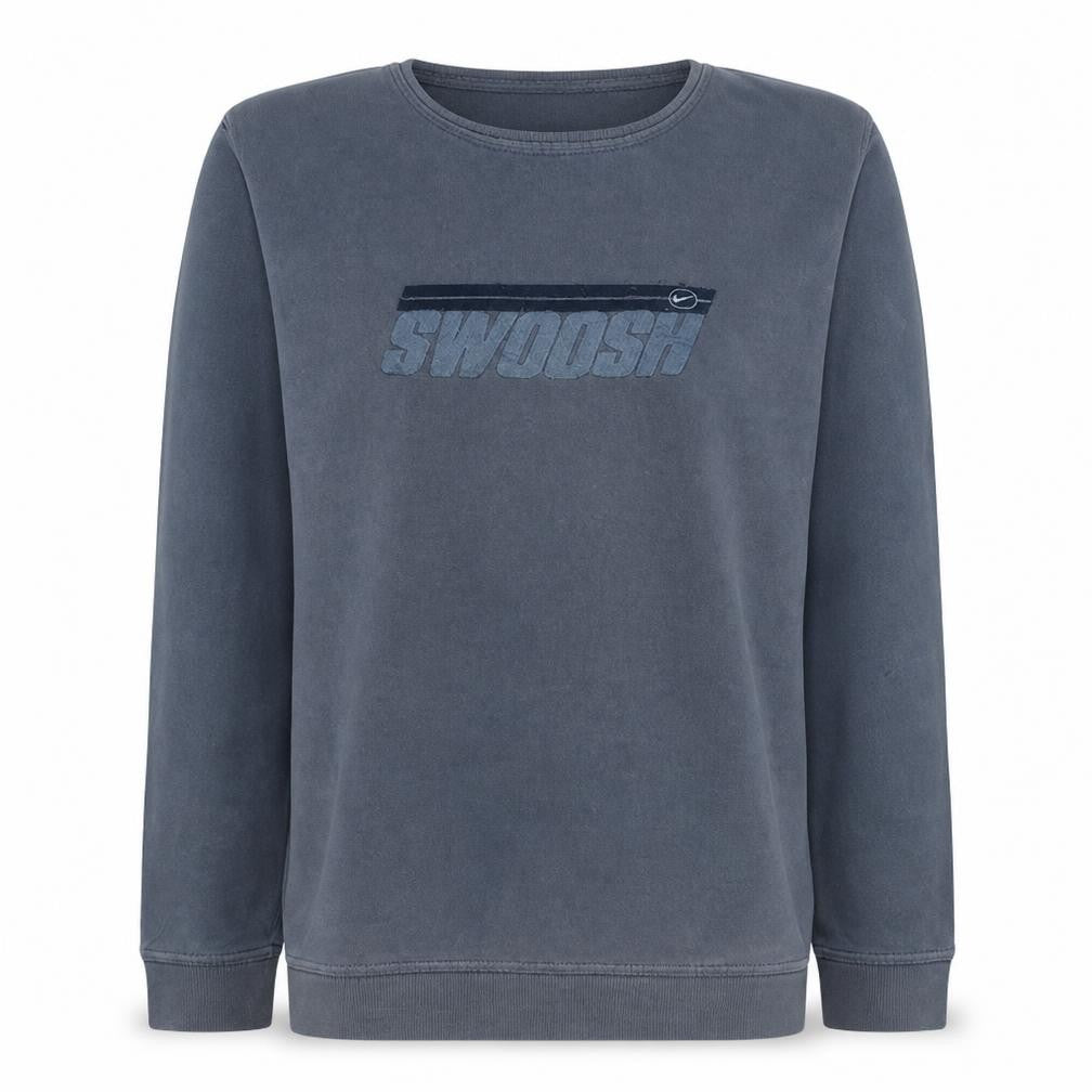 Nike Women Blue Swoosh Crew Neck Pullover Sweatshirt Size L