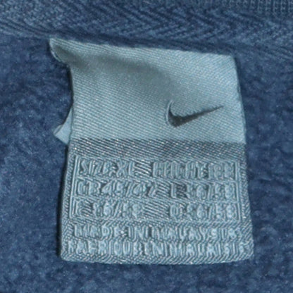Nike Women Blue Swoosh Crew Neck Pullover Sweatshirt Size L