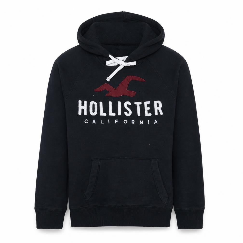 Hollister Mens Black L Basic Hooded Activewear Fleece Jacket