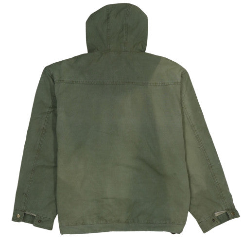 Green Leaves Men's Green Cotton Hooded Parka Jacket Size M
