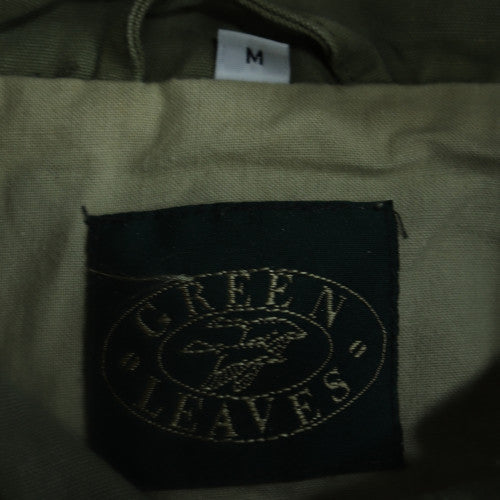 Green Leaves Men's Green Cotton Hooded Parka Jacket Size M