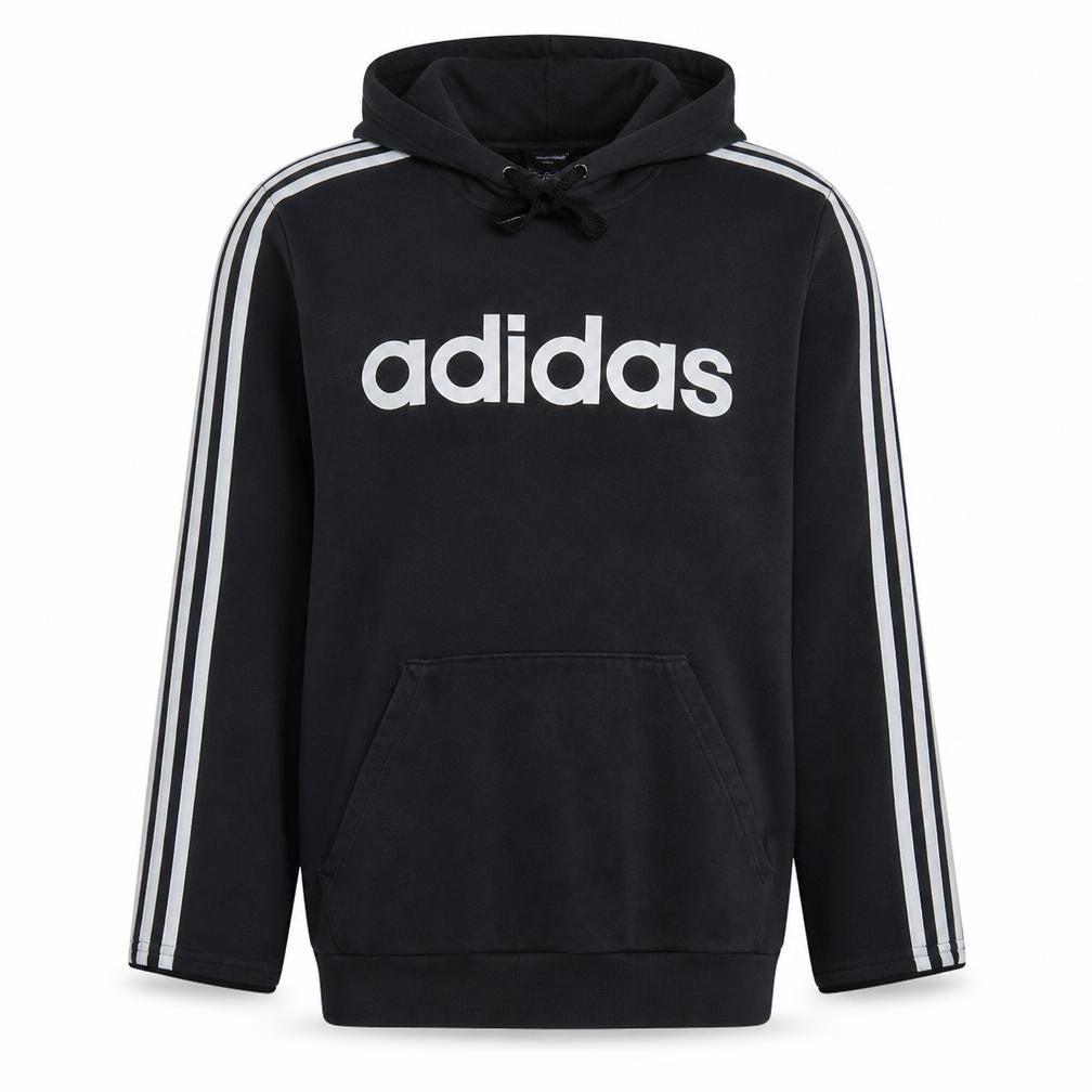 Adidas Men Black Pullover Hoodie M Logo Sports Fleece Sweatshirt