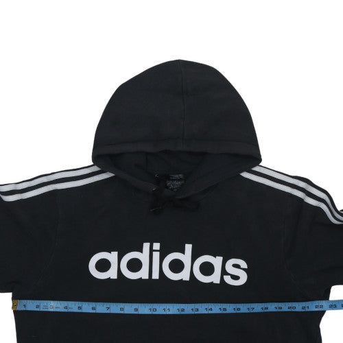Adidas Men Black Pullover Hoodie M Logo Sports Fleece Sweatshirt