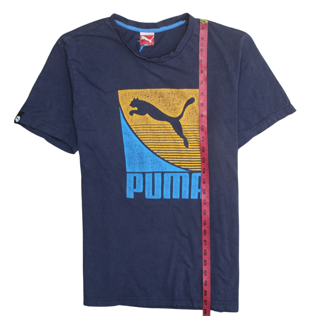Puma Men's Blue Graphic Print Crew Neck Cotton T-Shirt Size L