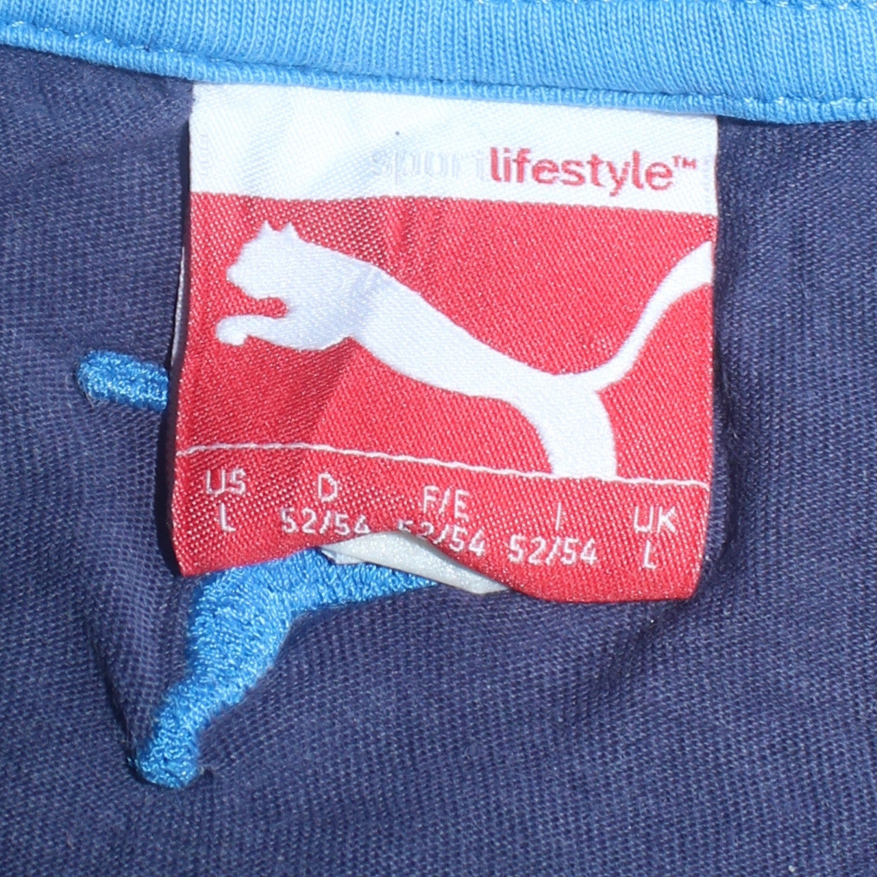 Puma Men's Blue Graphic Print Crew Neck Cotton T-Shirt Size L