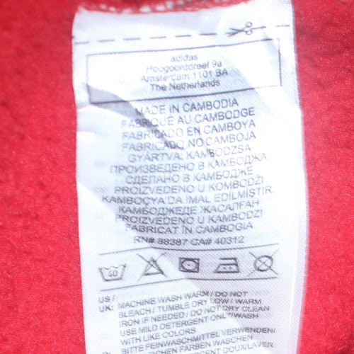 Adidas Men's Red XL Pullover Hoodie with Logo Fleece Sportswear