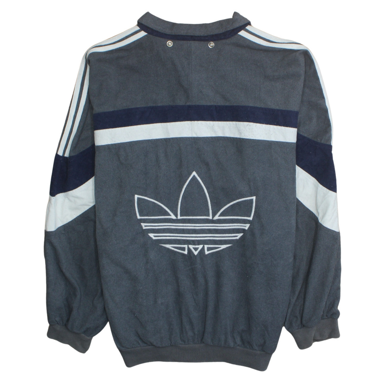 Adidas Mens Blue Grey Track Jacket Size XL Full Zip Retro Windbreaker