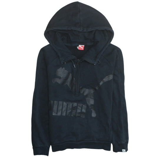 Puma Womens Black Size 10 1/4 Zip Logo Hoodie Sweatshirt