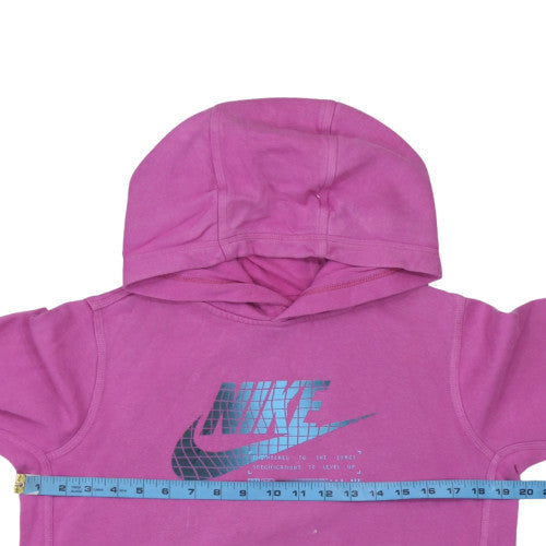 Nike Womens Pink Pullover Hoodie L Graphic Logo Cotton Blend
