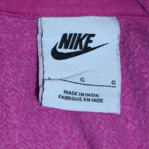 Nike Womens Pink Pullover Hoodie L Graphic Logo Cotton Blend