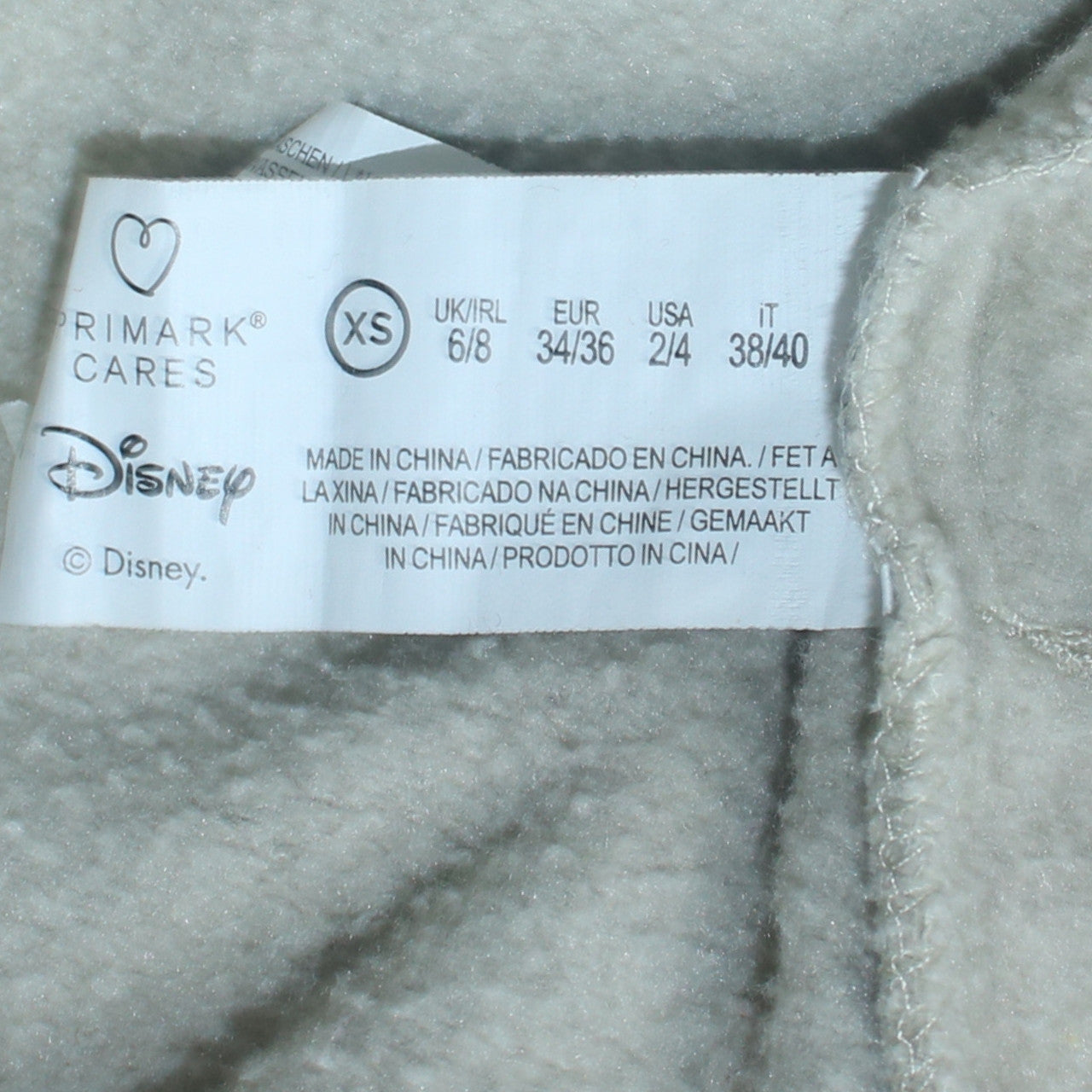 Disney Womens Beige XS Pullover Hoodie Mickey Mouse Print Sweatshirt