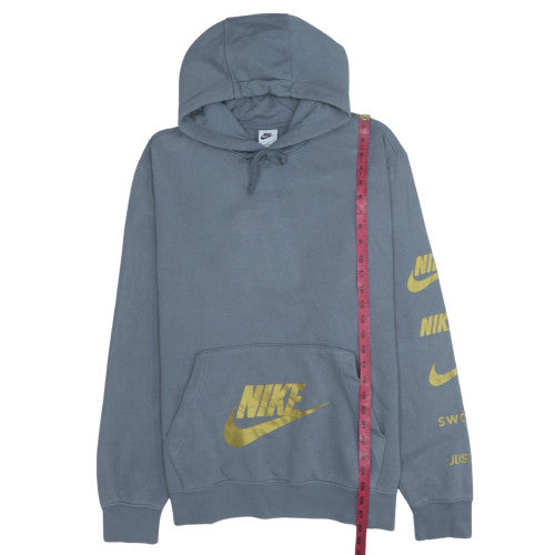 Nike Mens Blue XL Pullover Hoodie with Gold Logo Print Sweatshirt