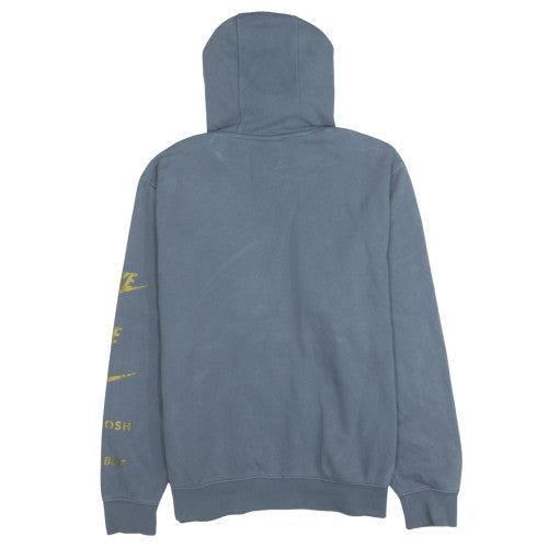 Nike Mens Blue XL Pullover Hoodie with Gold Logo Print Sweatshirt