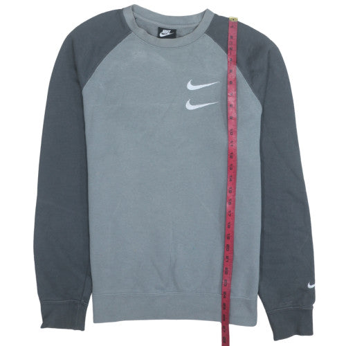 Nike Men's Grey Crew Neck Logo Sweatshirt Medium Cotton Blend