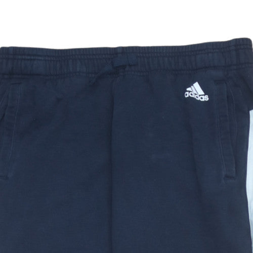 Adidas Womens Navy Track Pants M Elastic Waist Pocketed Joggers