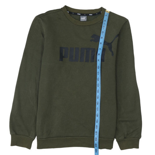 Puma Boys Green Logo Sweatshirt 14 Years Crew Neck Fleece Pullover