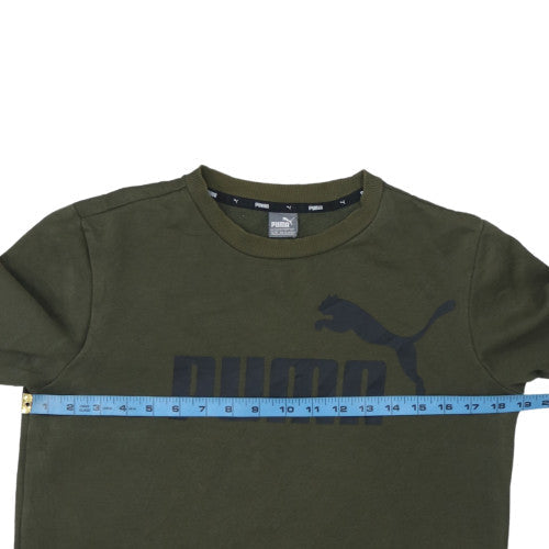 Puma Boys Green Logo Sweatshirt 14 Years Crew Neck Fleece Pullover