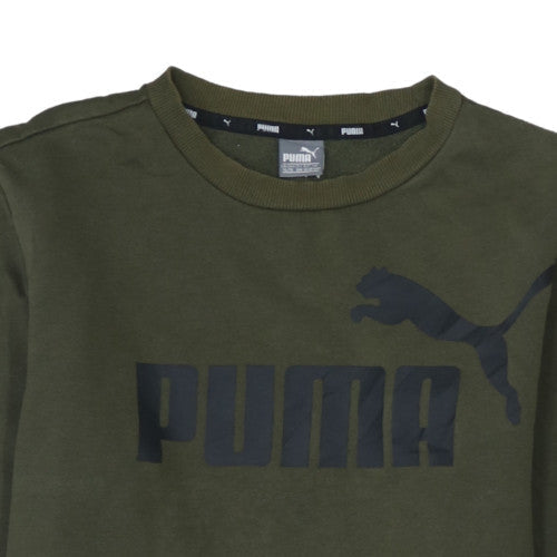 Puma Boys Green Logo Sweatshirt 14 Years Crew Neck Fleece Pullover