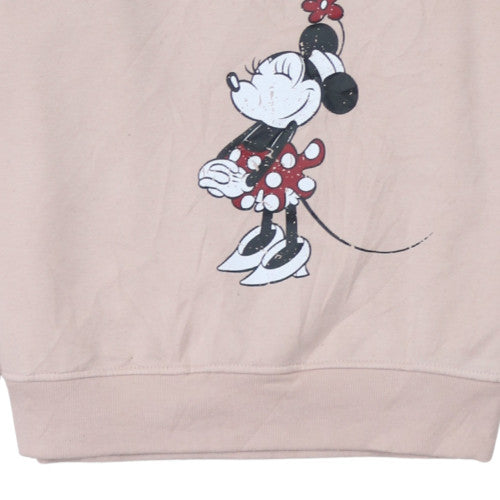 Disney Womens Beige Minnie Mouse Pullover Sweatshirt XS