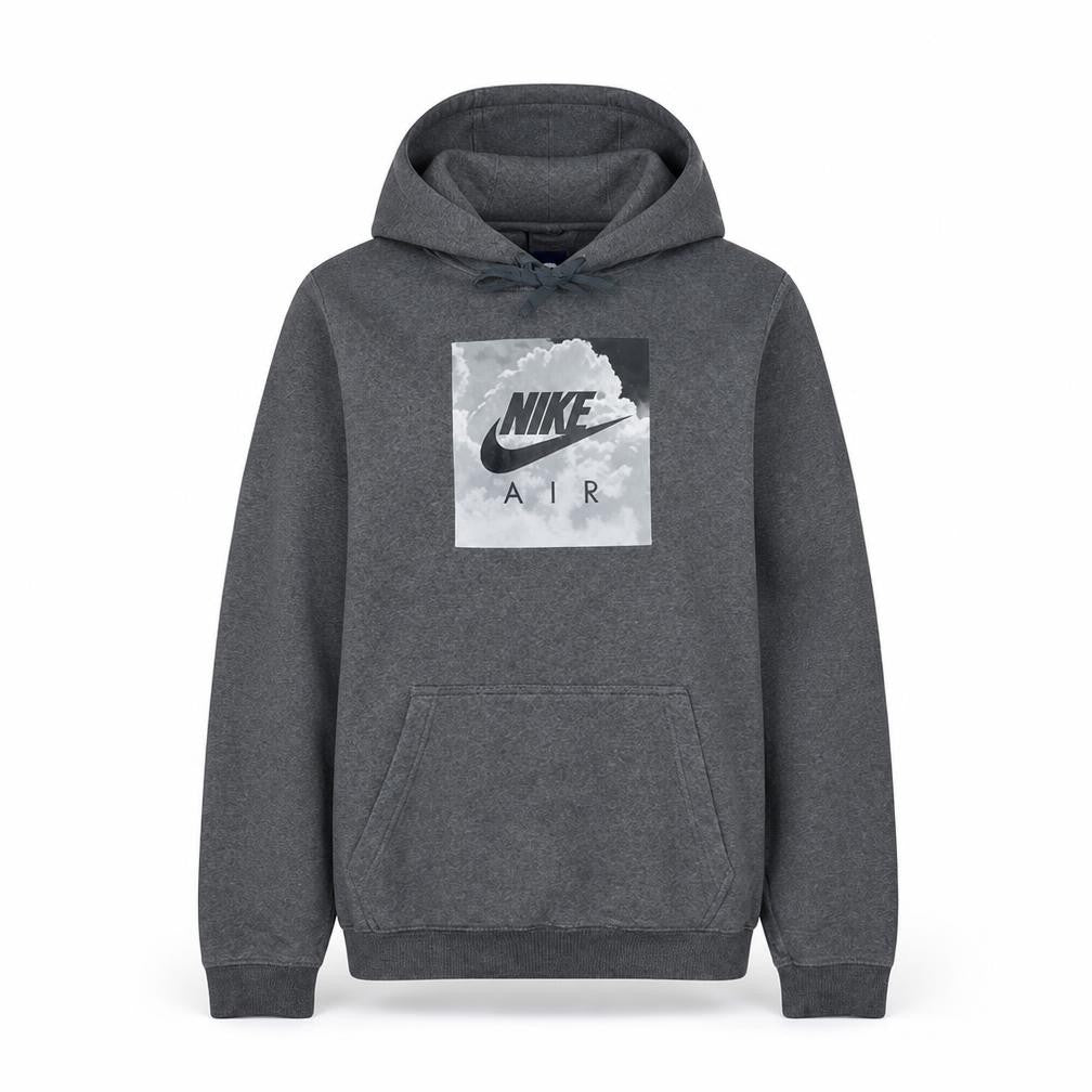 Nike Men's Grey Pullover Hoodie S Graphic Logo Fleece